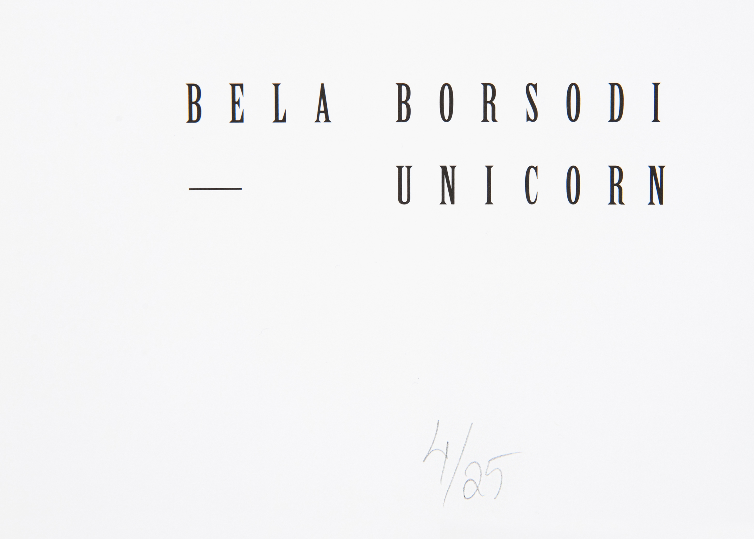 Bela Borsodi — Unicorn
