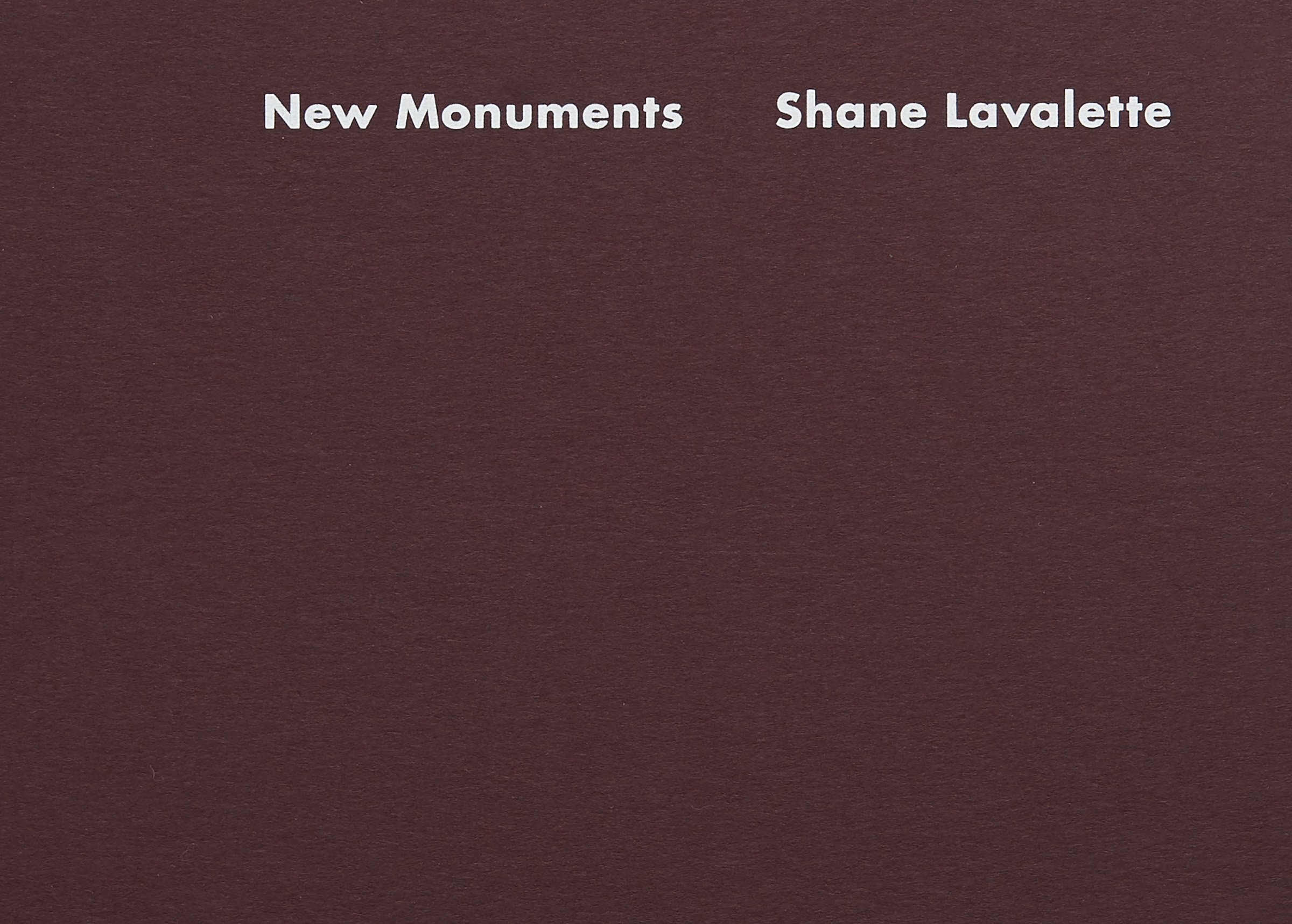 Shane Lavalette — New Monuments